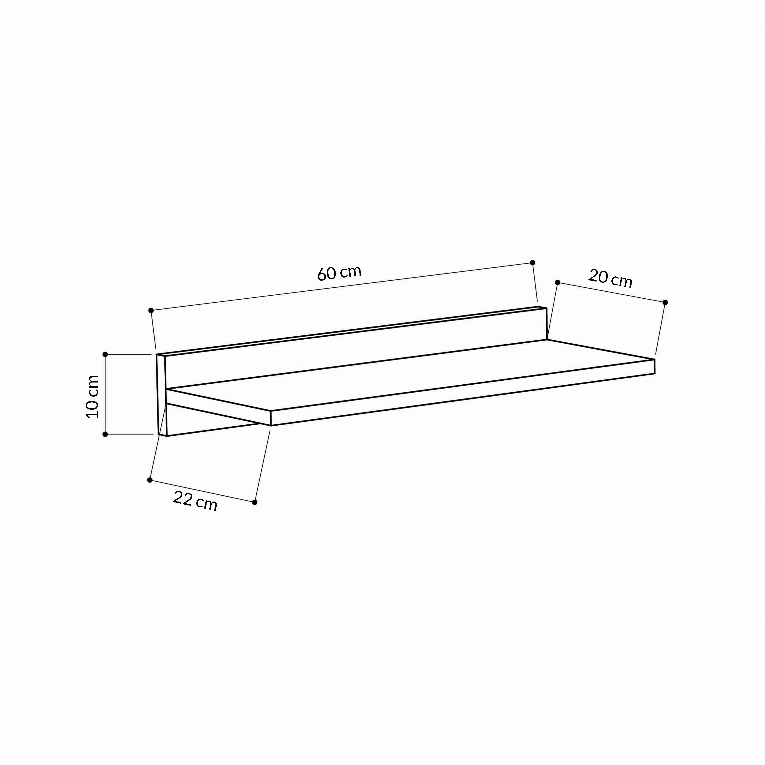 Eiche Simple, Regal, Decortie 60 Wandregal/Schwebendes x x 10 Wandregal cm Modernes 24