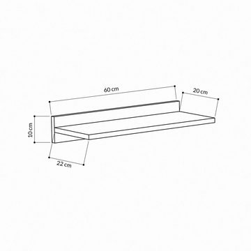 Decortie Wandregal Simple, Modernes Wandregal/Schwebendes Regal, 60 x 24 x 10 cm