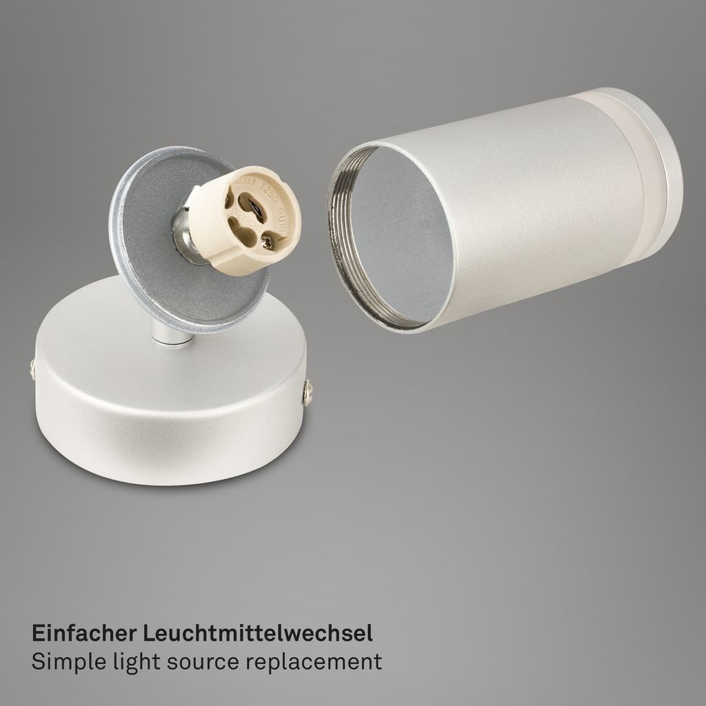 Briloner Leuchten Wandleuchte 2832014, ohne Leuchtmittel, 2700K - Extra-Warmweiß, Wandlampe Innen 16 x 8 x 8 cm Chrom-Matt GU10 max. 9 W Bettlampe Flur