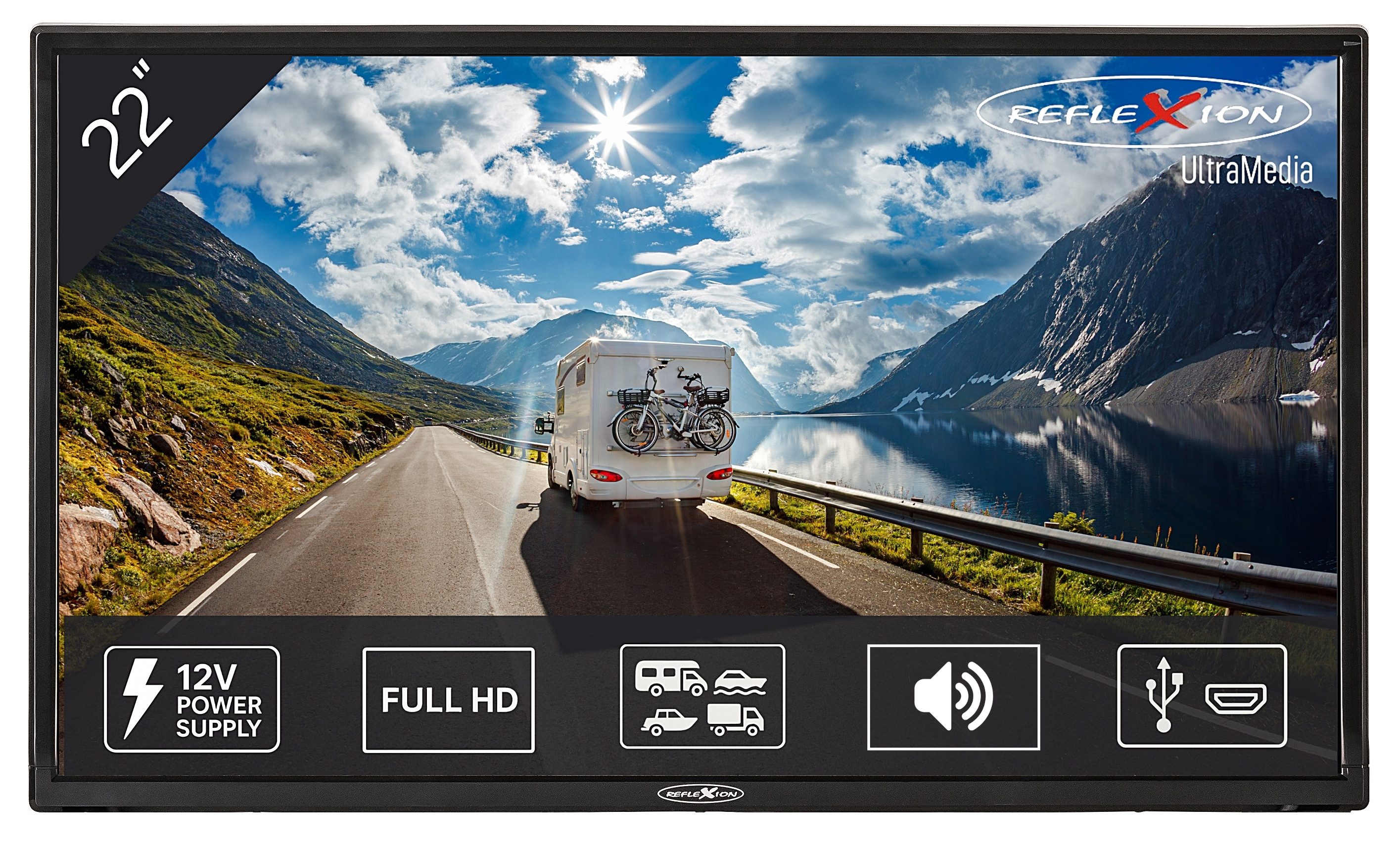 Reflexion LED2225 LED-Fernseher (55,00 cm/22 Zoll, Full HD, DC IN 12 V, Netzteil 230 V, DVB-T2HD / S2 / C, CI+SLOT, PVR)