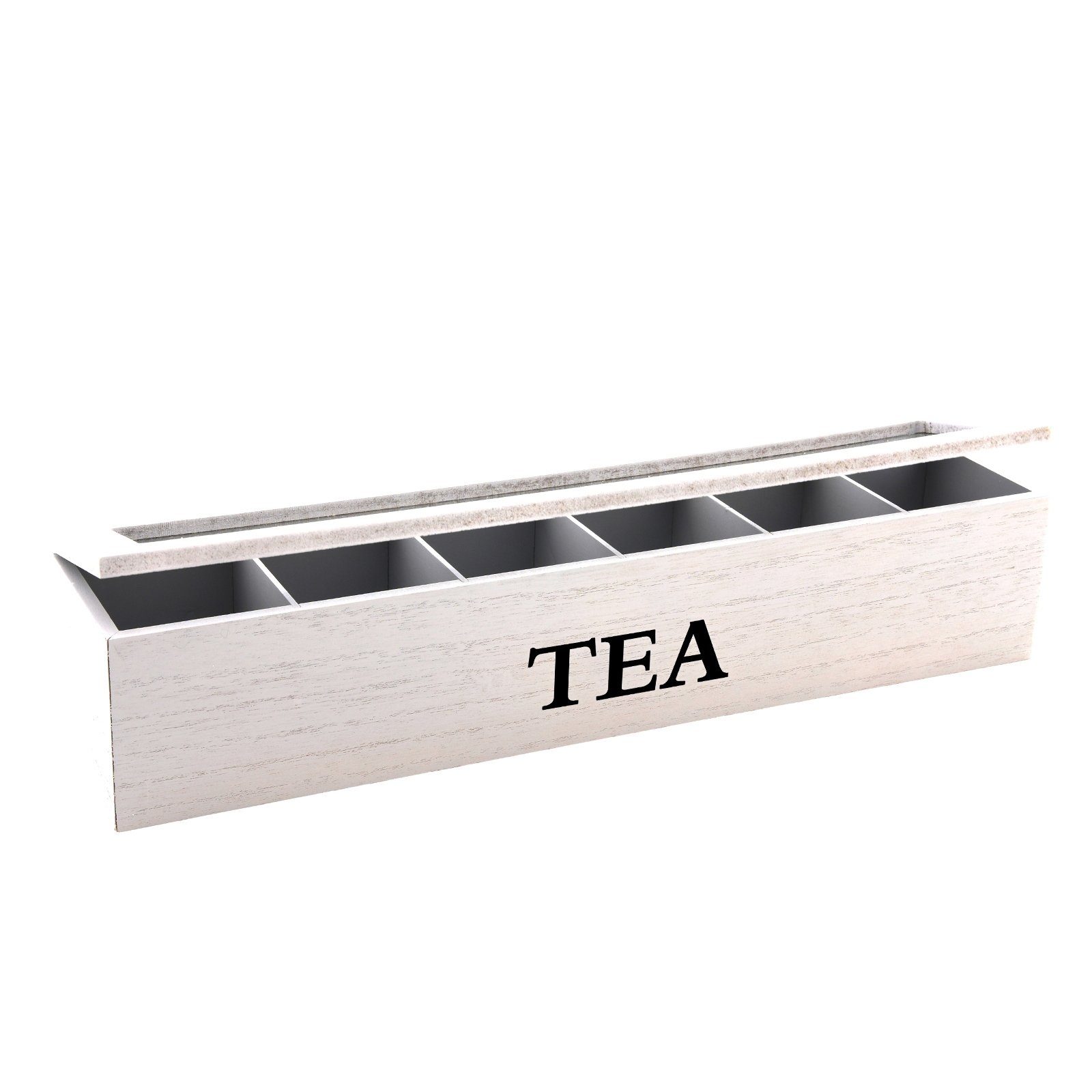1-tlg), Holzbox 6 Weiß (Stück, Teebox Unterteilungen, Neuetischkultur mit Holz, Vorratsdose Vorratsdose