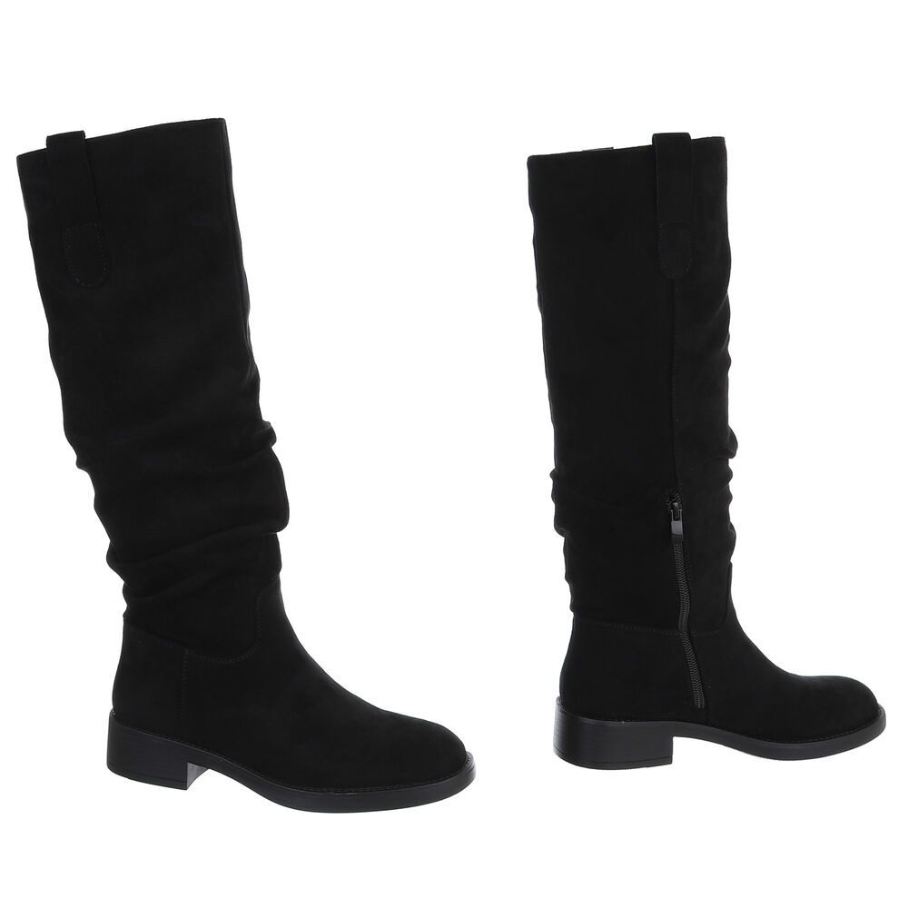 Ital-Design Damenstiefel mit hohem Schaft und Blockabsatz Stiefel (92269315) Blockabsatz Flache Stiefel in Schwarz – Bild 4 von 5
