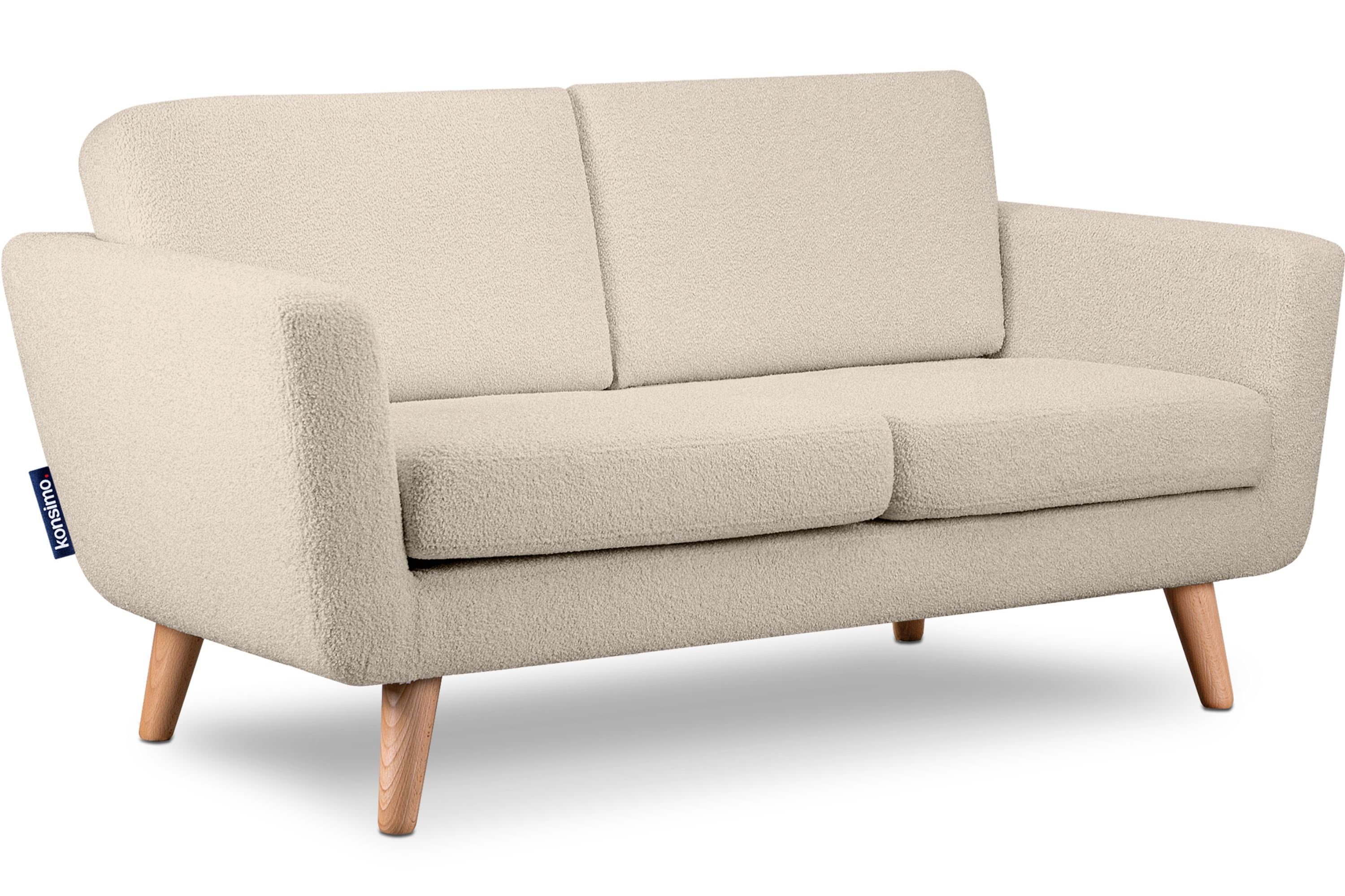 Konsimo 2-Sitzer TAGIO Sofa, Scandi-Stil, mit Armlehnen, Gestell aus Massivholz