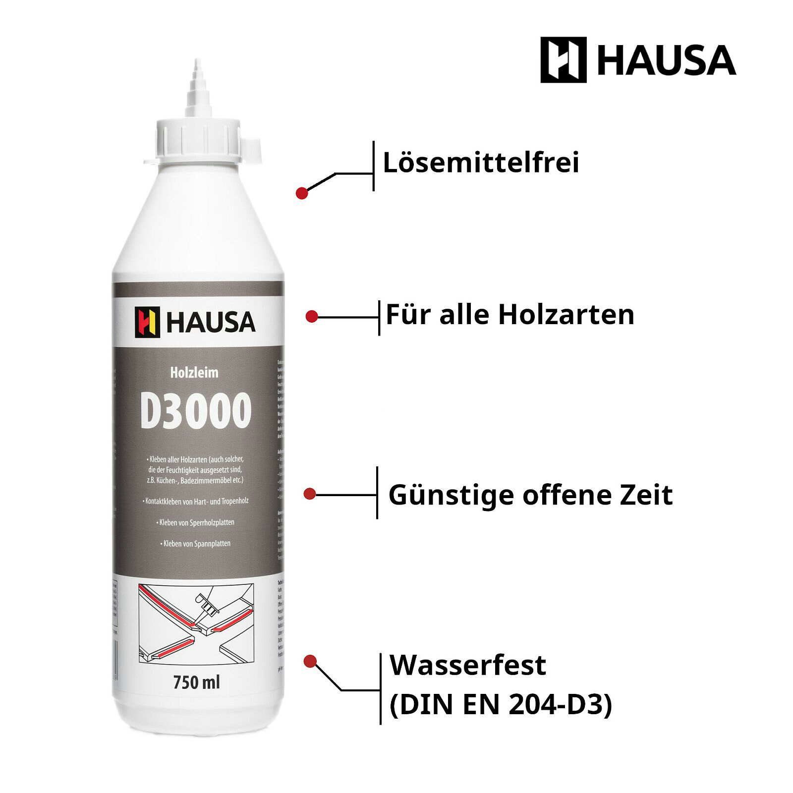 Hausa Montagekleber Holzleim D3, (1 x günstig online kaufen