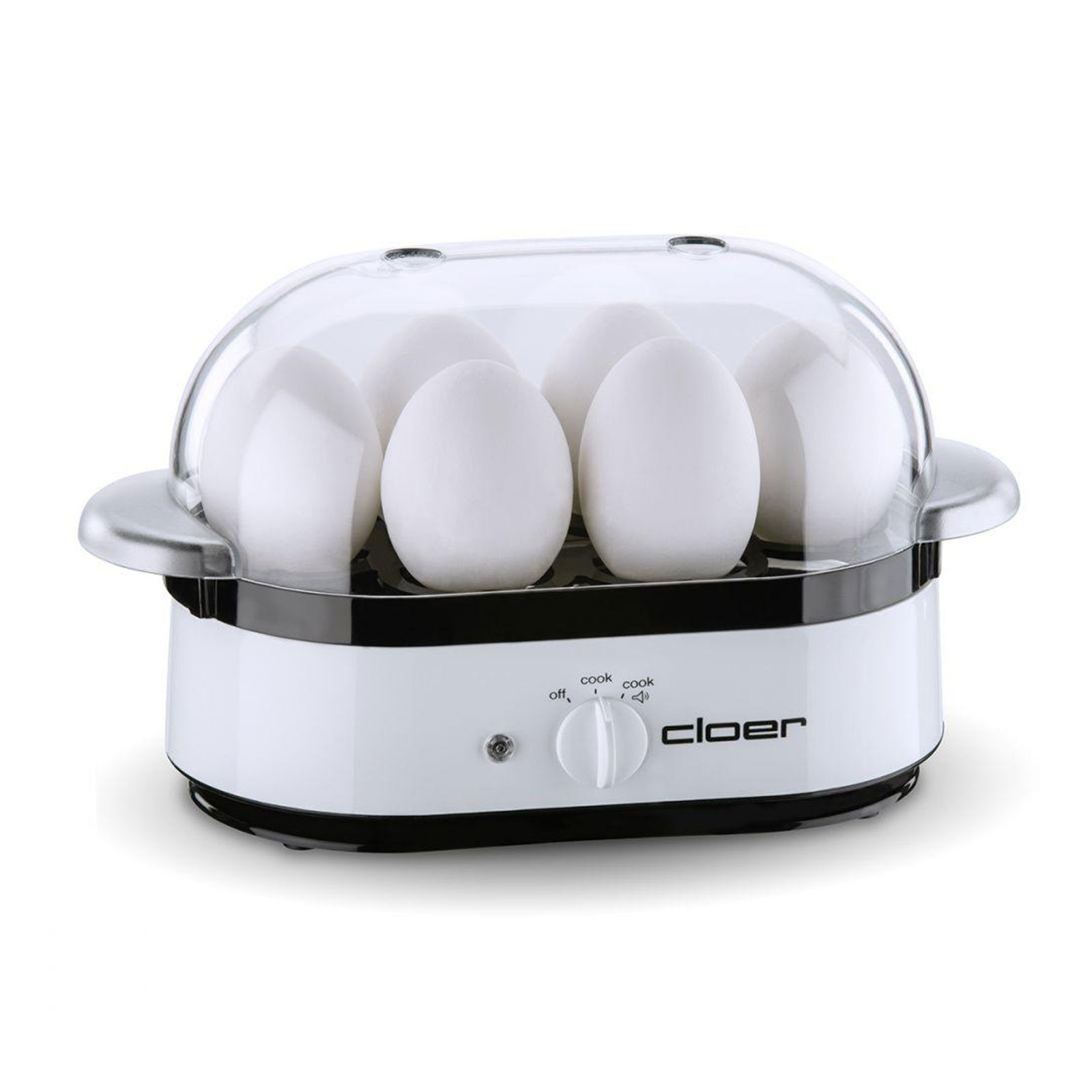 Cloer Eierkocher 6081, 350 W, Kontrolllampe, An-/Ausschalter, Transparente Haube