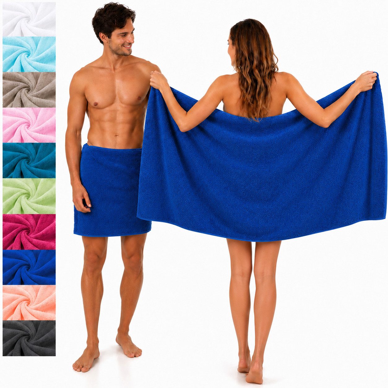 Saunatuch 2 Stück Saunatücher Palermo 80x200 cm Badetuch Strandtuch
