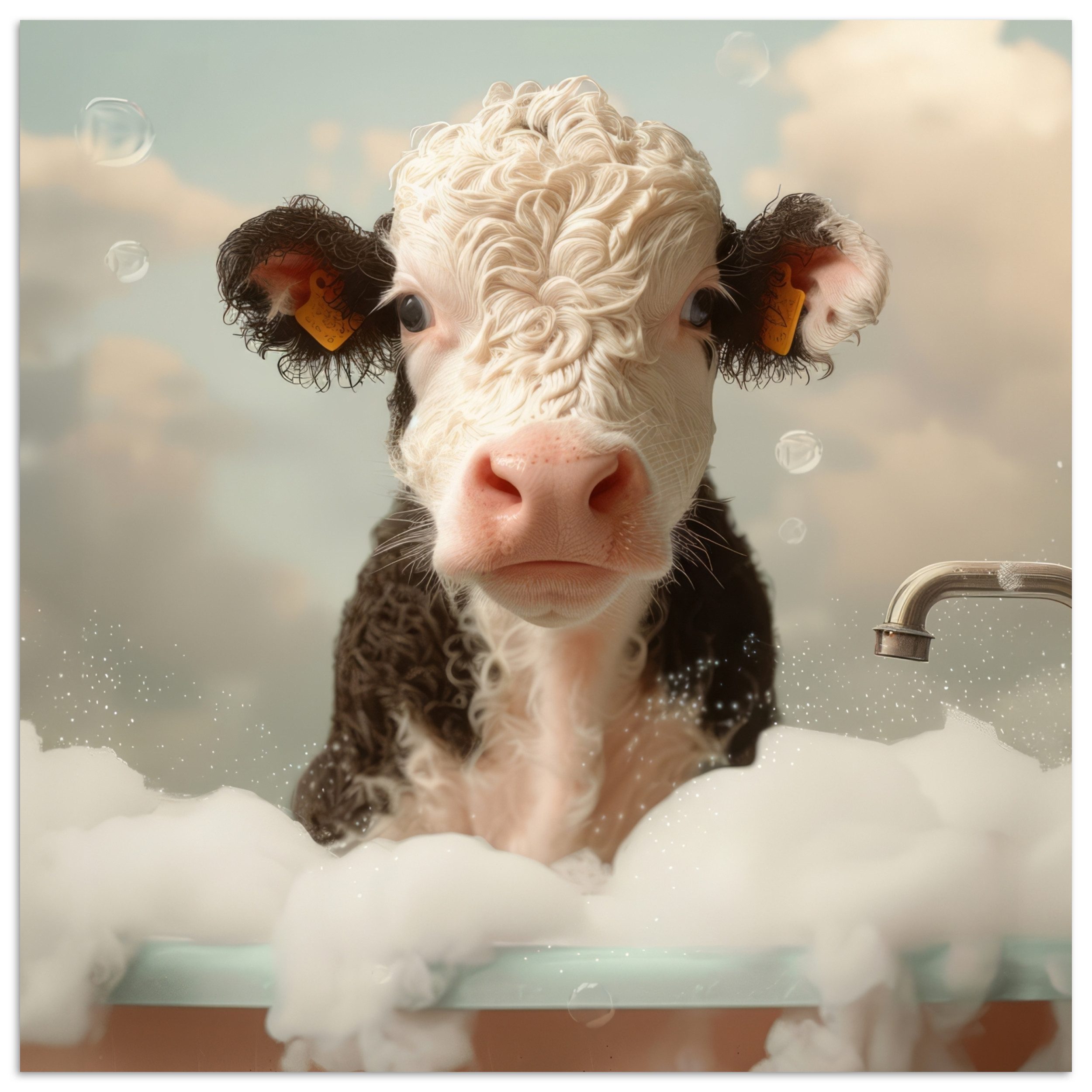 Poster Kalb - Kuh - Bad - Tiere