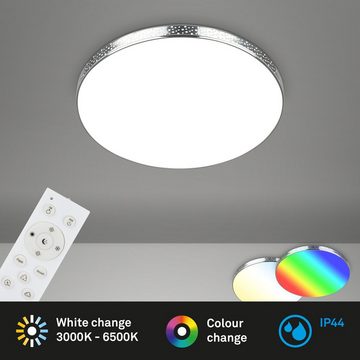 Briloner Leuchten LED Deckenleuchte 3679-018, LED fest verbaut, Farbwechsler, Kaltweiß, Neutralweiß, Tageslichtweiß, Warmweiß, Laserloch-Optik, CCT IP44, chrom, 18 W  1850 lm