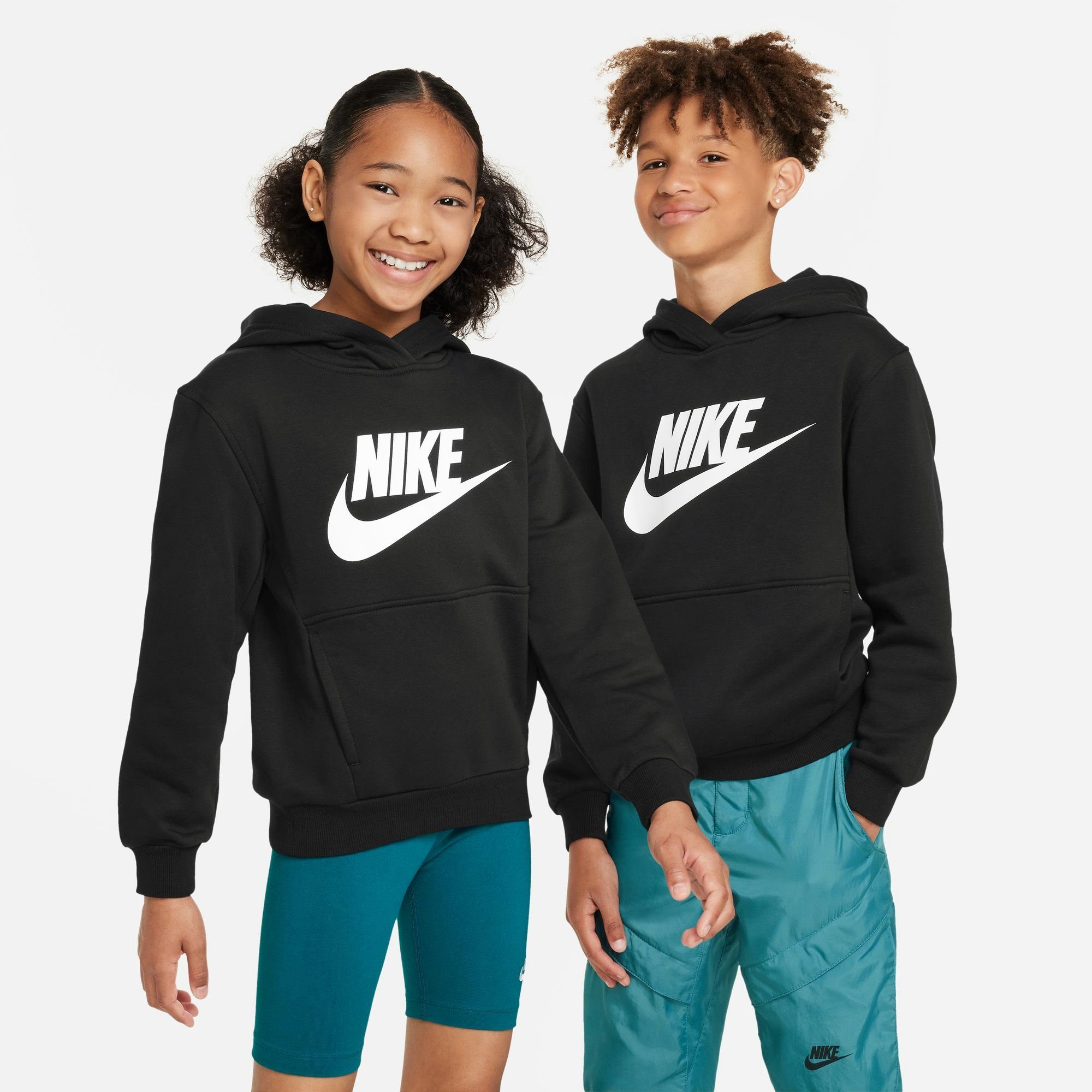 Nike Sportswear FLEECE BLACK/WHITE CLUB KIDS' HOODIE BIG Kapuzensweatshirt