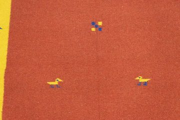 Wollteppich Kelim Teppich handgewebt orange, morgenland, rechteckig, Höhe: 6 mm, Kurzflor
