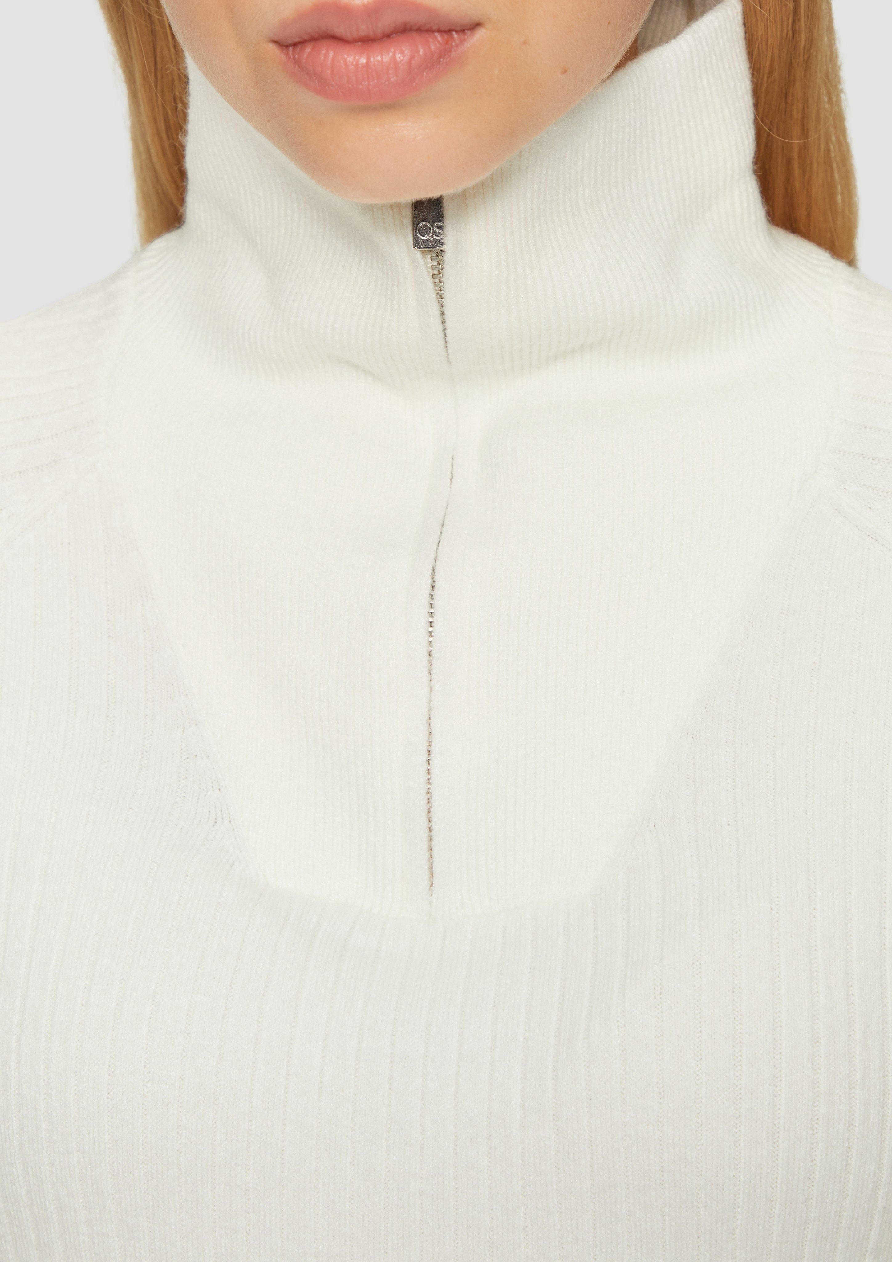 QS Strickpullover Schmaler Pullover mit Troyer-Kragen günstig online kaufen