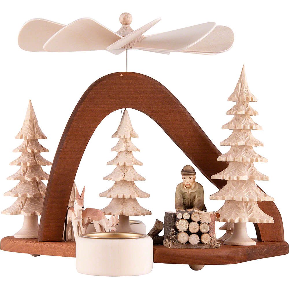 RATAGS Kunsthandwerk Weihnachtspyramide 1-stöckige Pyramide Massivholz Waldarbeiter (17cm) von RATAGS Holzdesi