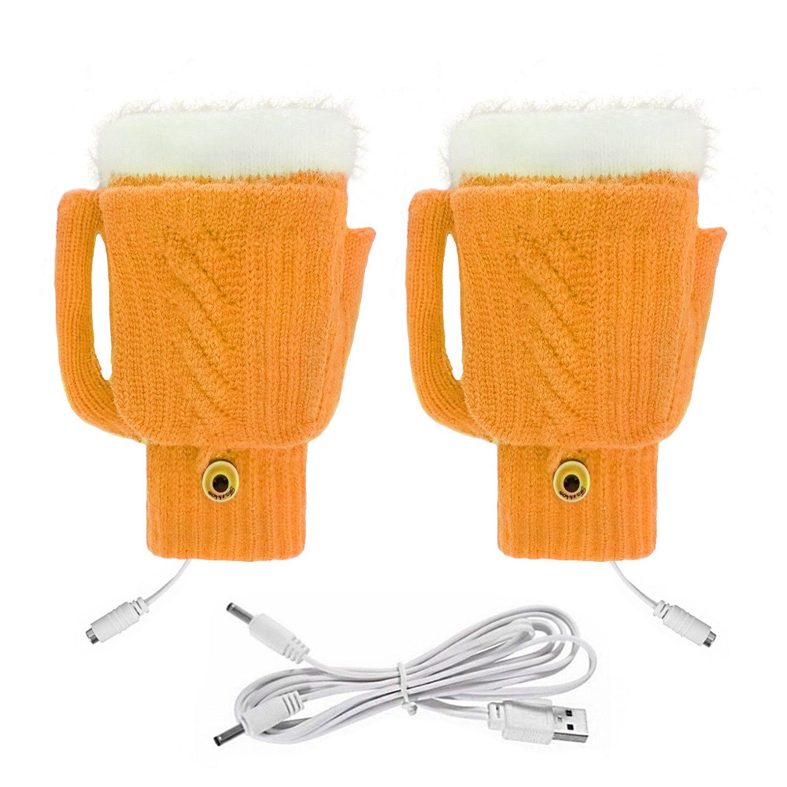 Blusmart Fleecehandschuhe USB-beheizte Handschuhe Für Kaltes Wetter, Hochelastischer, Weicher Fleecehandschuhe Gelb