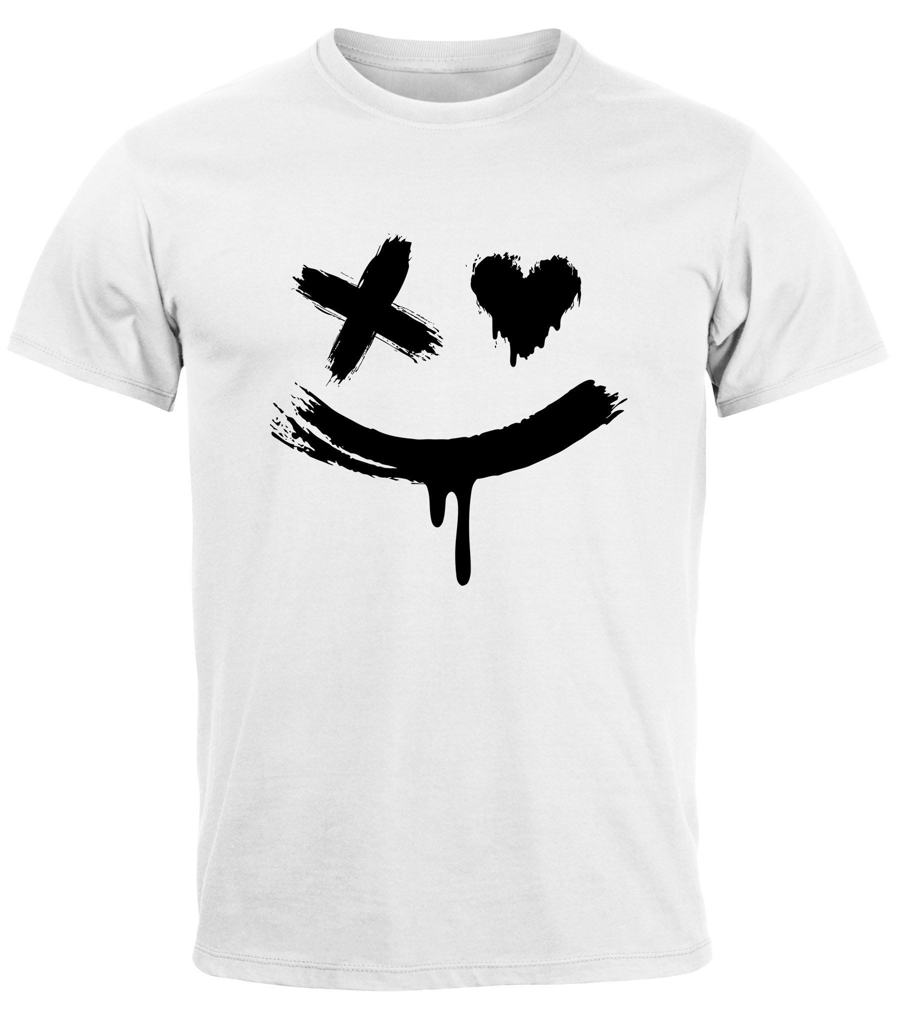 Print-Shirt Herren T-Shirt mit Print Aufdruck Smile Techwear Fashion Streetstyle