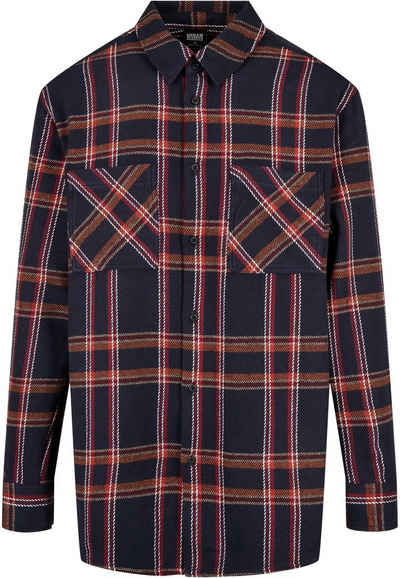 URBAN CLASSICS Langarmhemd Herren Heavy Long Oversized Checked Shirt (1-tlg)