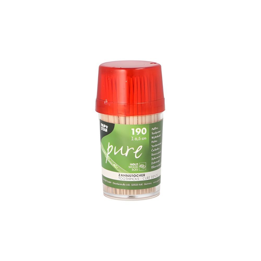 PAPSTAR Zahnstocherspender Zahnstocher, Holz pure rund 6,5 cm im Spender 2280 Stk