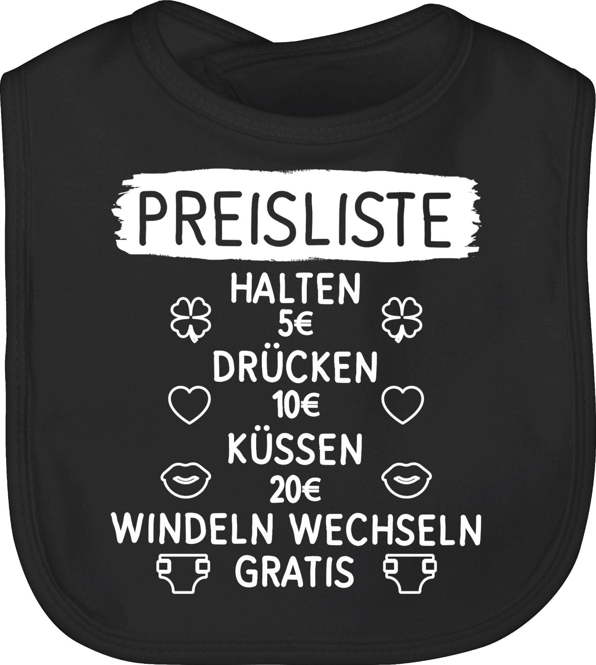 Shirtracer Lätzchen Preisliste mit Symbolen - weiß, Sprüche Baby 3 Schwarz