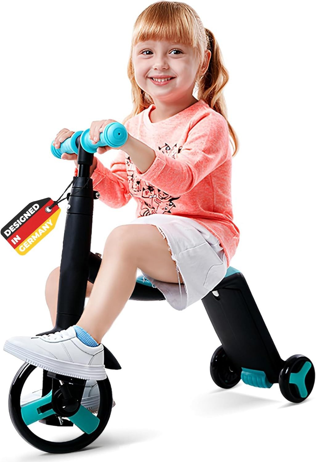 L.A. Sports Laufrad Dreirad Roller 3 in 1 Lauffahrrad für Kinder Kinderdreirad Trike, 3 in 1 Rad