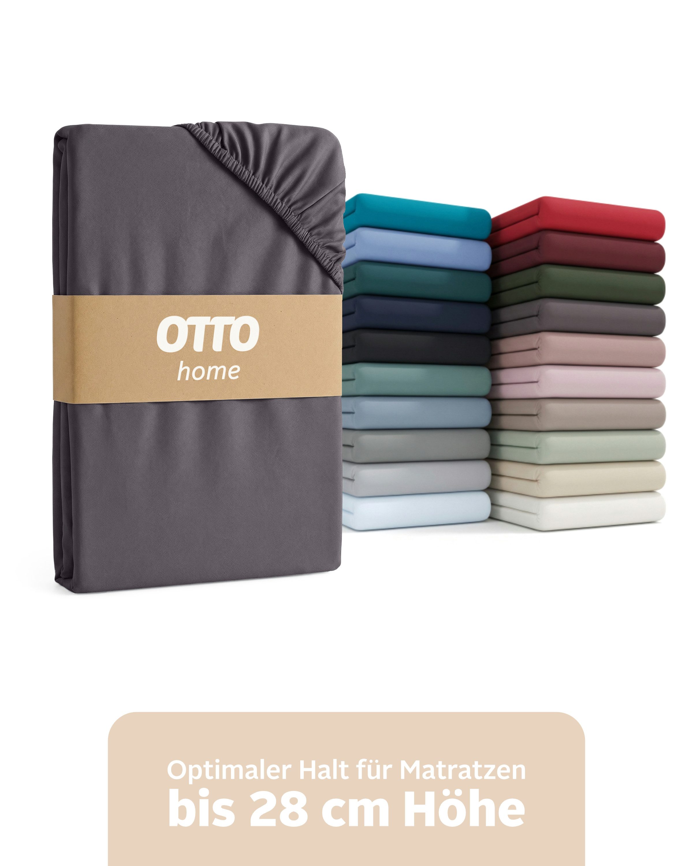 OTTO home Spannbettlaken BLACKBERRY in PREMIUM und BASIC Qualität, 100% Baumwolle, Jersey (160 g/m), Gummizug: rundum, (1 Stück), für hohe Matratzen bis 28 cm, Bettlaken, Spannbetttuch, Boxspring