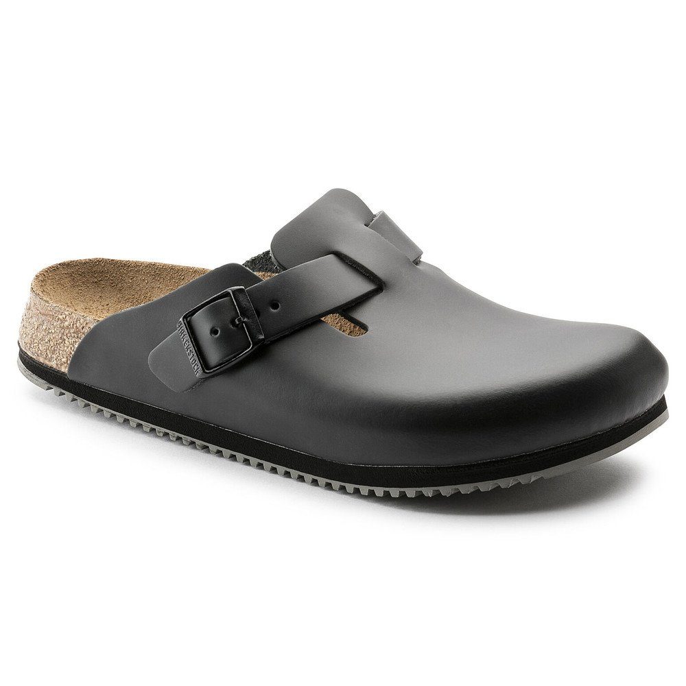 Birkenstock Clog Boston Super Grip, Naturleder, schwarz Pantolette