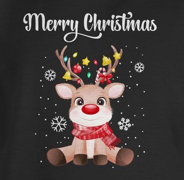 Shirtracer T-Shirt Merry Christmas - süßes Rentier mit Lichterkette Weihnachten Kleidung Kinder