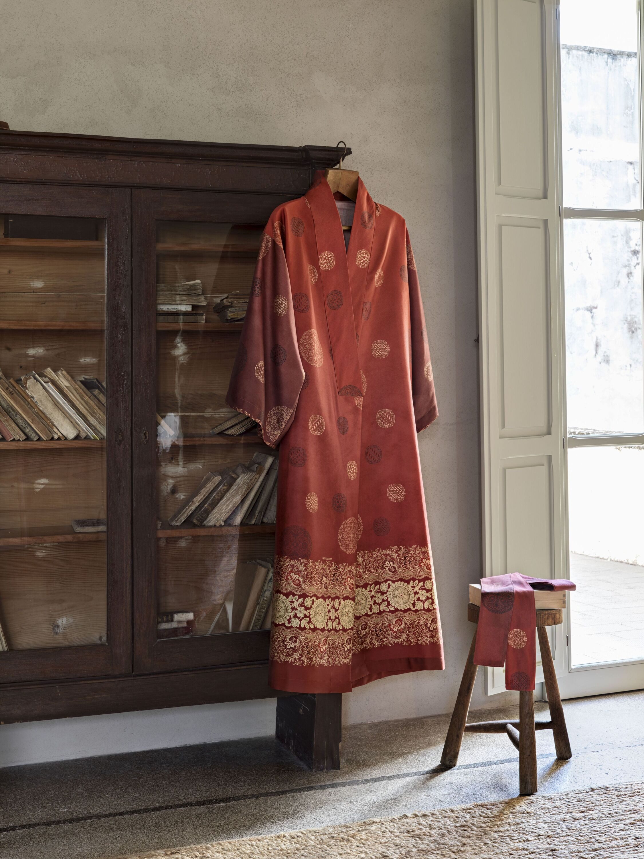 Bassetti Kimono PALLAVICINO, midi, Baumwolle, Gürtel, günstig online kaufen
