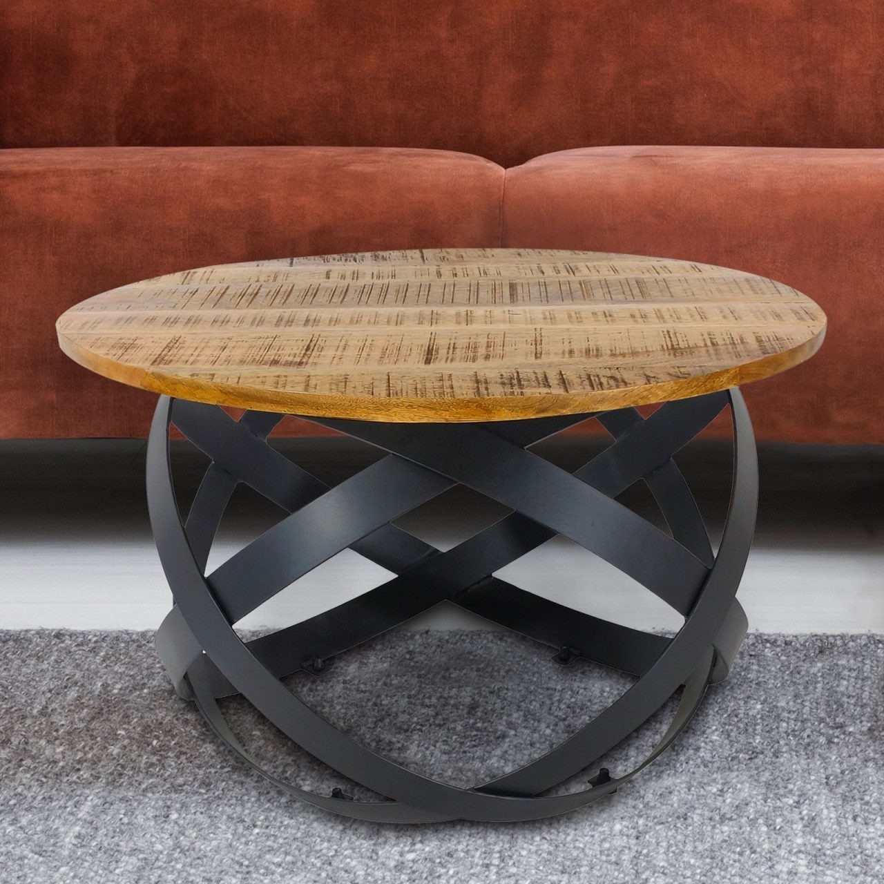 soma Couchtisch Beistelltisch Couchtisch rund Wohnzimmer Orbit Metall Gestell schwarz, ø 55 cm