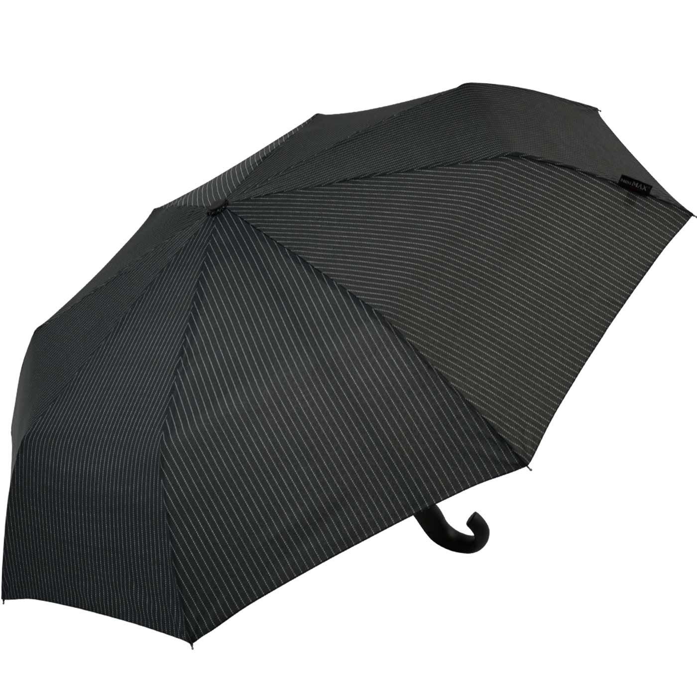 Impliva Taschenregenschirm miniMAX® Herren Auf-Zu-Automatik Rundhakengriff, klassisch elegant