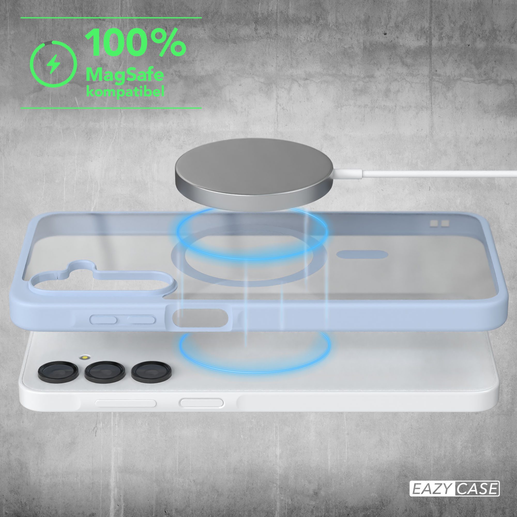 EAZY CASE Handyhülle Transparente Hülle MagSafe Samsung Galaxy A16 5G 6,7 Zoll, Softcase, Schutzhülle mit Displayschutz, stoßfest, kratzfest, Hellblau – Bild 3 von 5