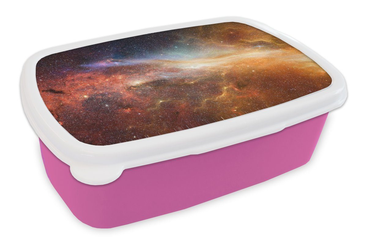 Erwachsene, Snackbox, Mädchen, Lunchbox für MuchoWow (2-tlg), Brotbox Sterne rosa Brotdose - - Weltraum Kinder, Kunststoff, Kunststoff Farben,