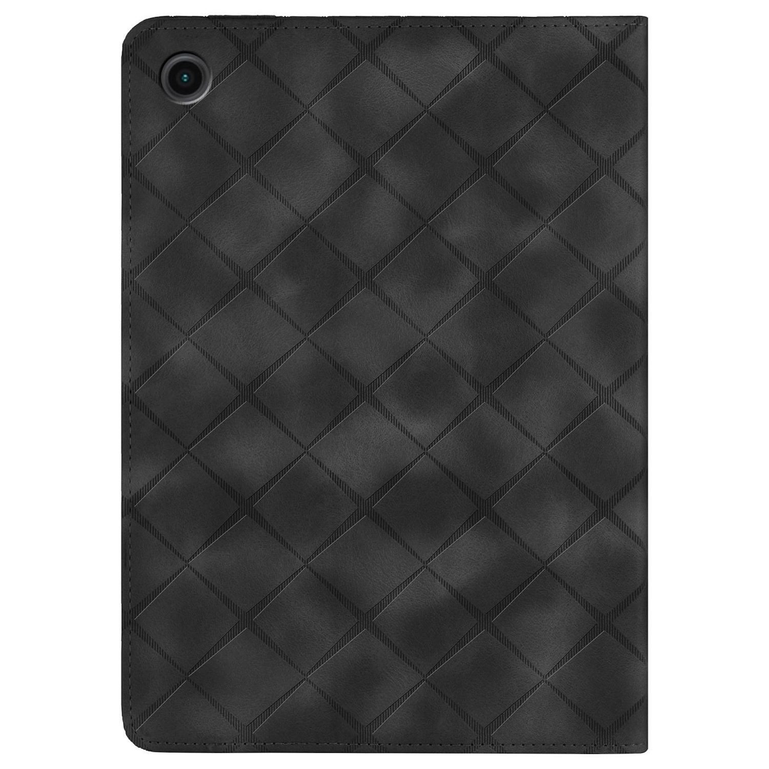 Wigento Tablet-Hülle Für Samsung Galaxy Tab A9 Plus Rhombus Kunstleder Tasche Schwarz, Faltbare Kunstleder Hülle mit Stifthalter und Standfunktion
