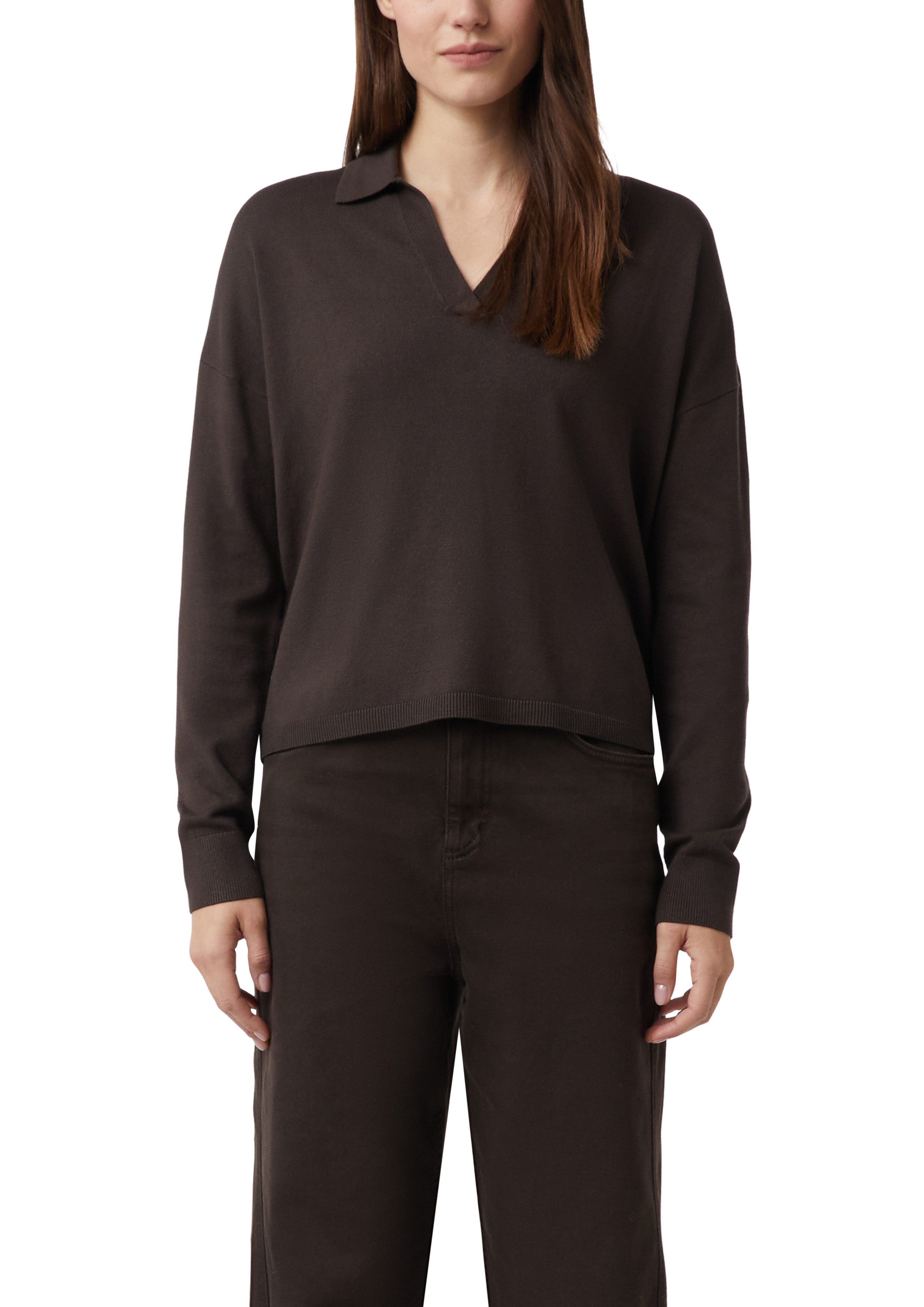 comma Strickpullover mit V-Ausschnitt und Polo Kragen