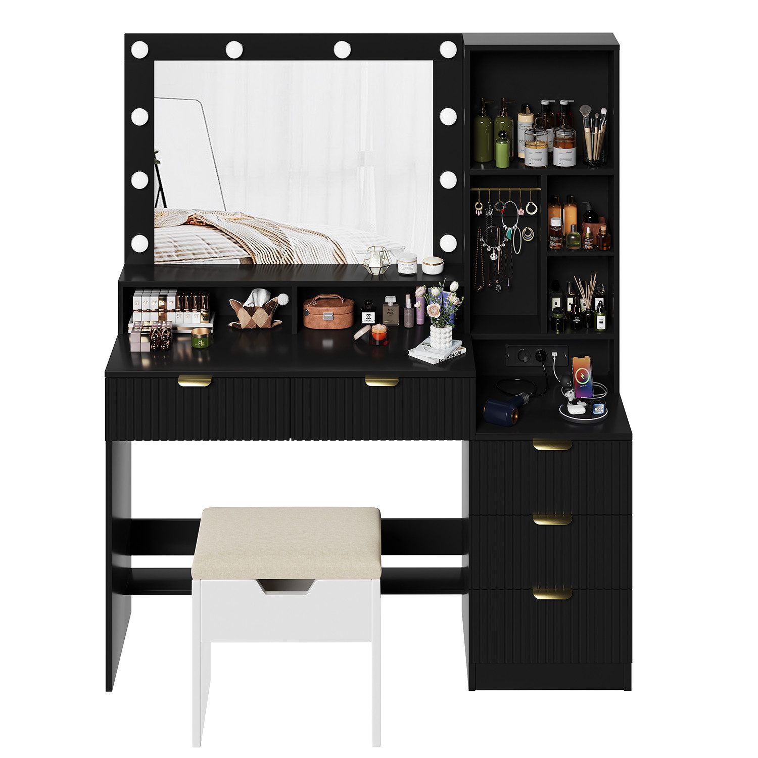 HOMALL Schminktisch Vertikale Streifen mit 5 günstig online kaufen