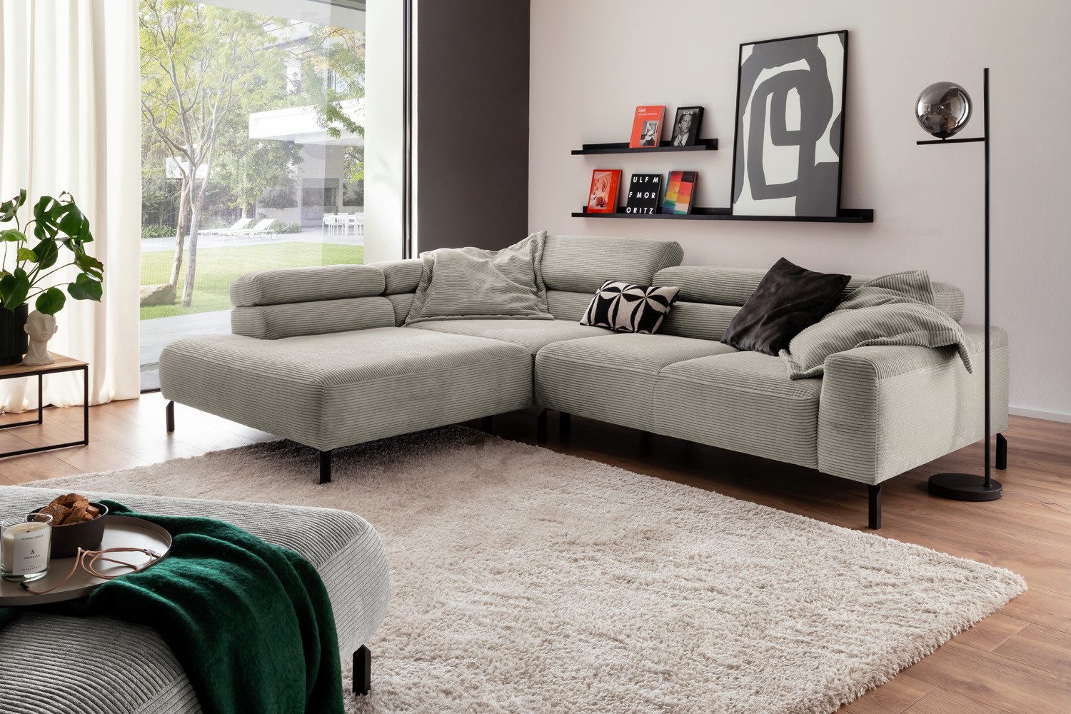 KAWOLA Ecksofa DELIA, L-Form rechts oder links, mit oder ohne Sitzvorzug, Cord