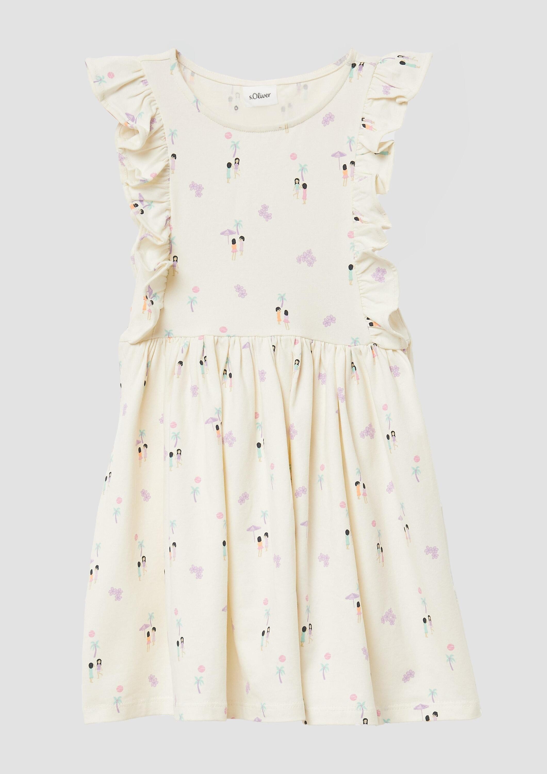 s.Oliver Minikleid Kleid Kurzes Kleid mit All-over-Print und Volantärmeln