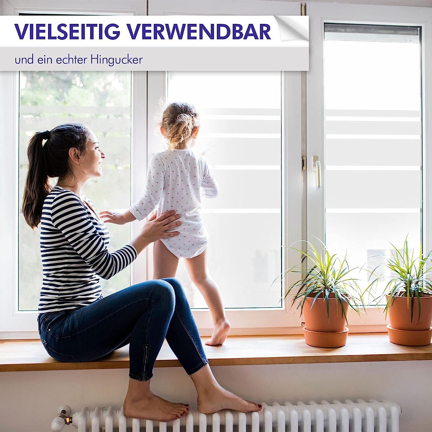 INDIGOS UG Fensterbild Dynamische Streifen G96 - Höhe 50 cm Glasdekorfolie silber satiniert – Bild 4 von 5