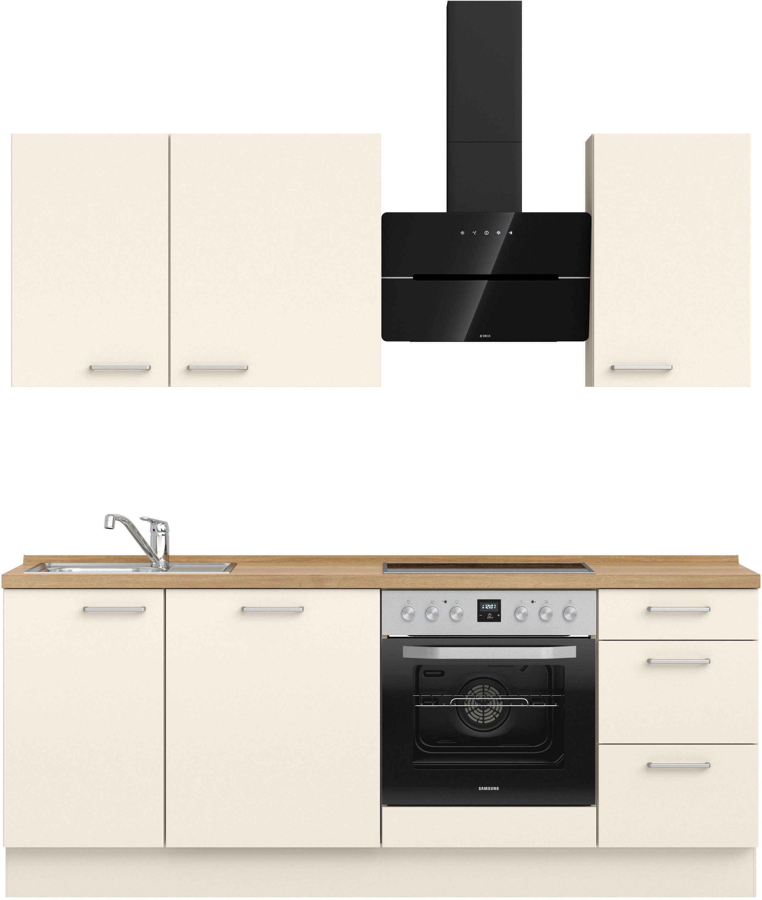 nobilia® Küchenzeile "Touch premium", vormontiert, Ausrichtung wählbar, Breite 210 cm, ohne E-Geräte