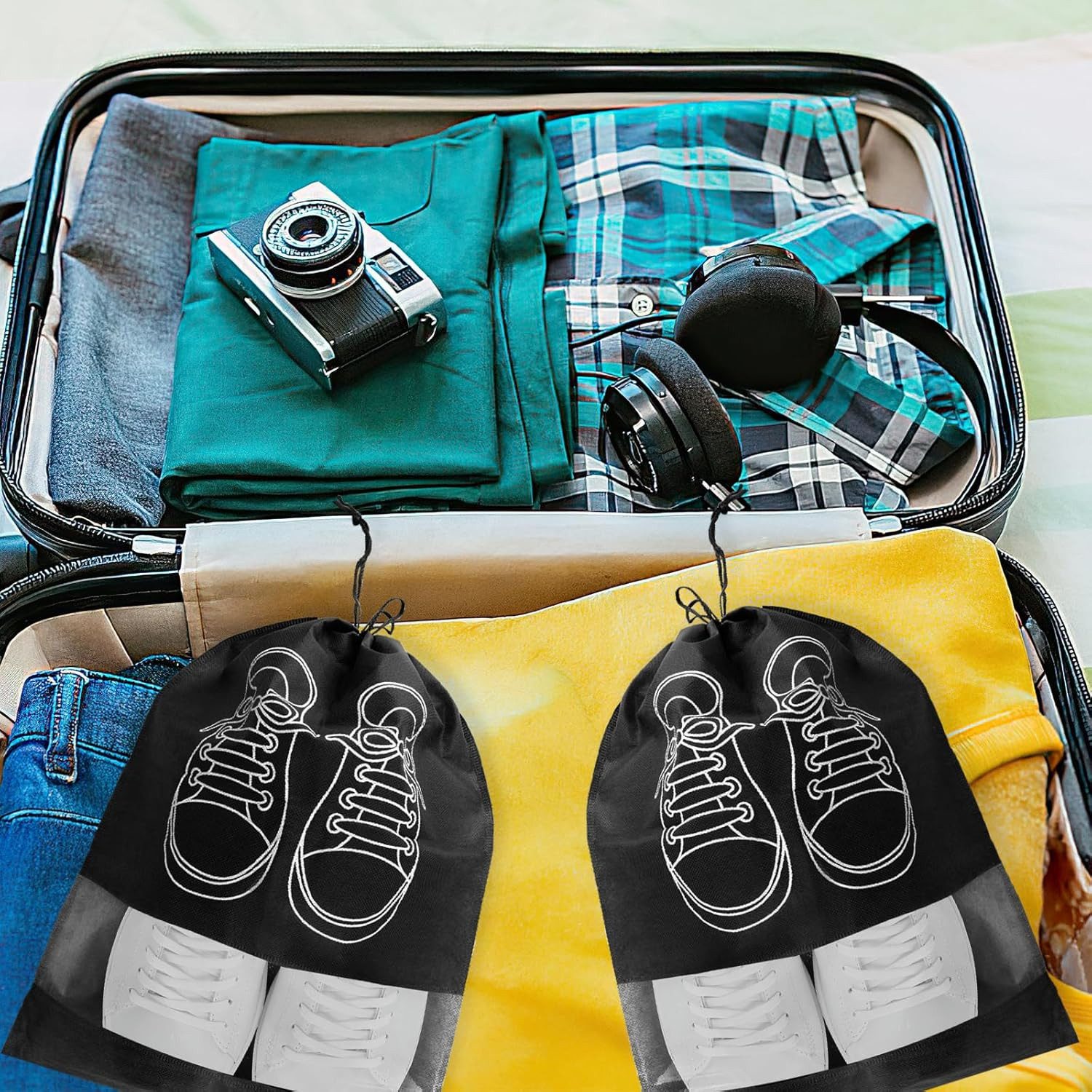 Coonoor Kofferorganizer 5/10 Stück Schuhbeutel Reise, Staubdicht Schuhtasche wasserdichte (10-tlg) – Bild 5 von 5