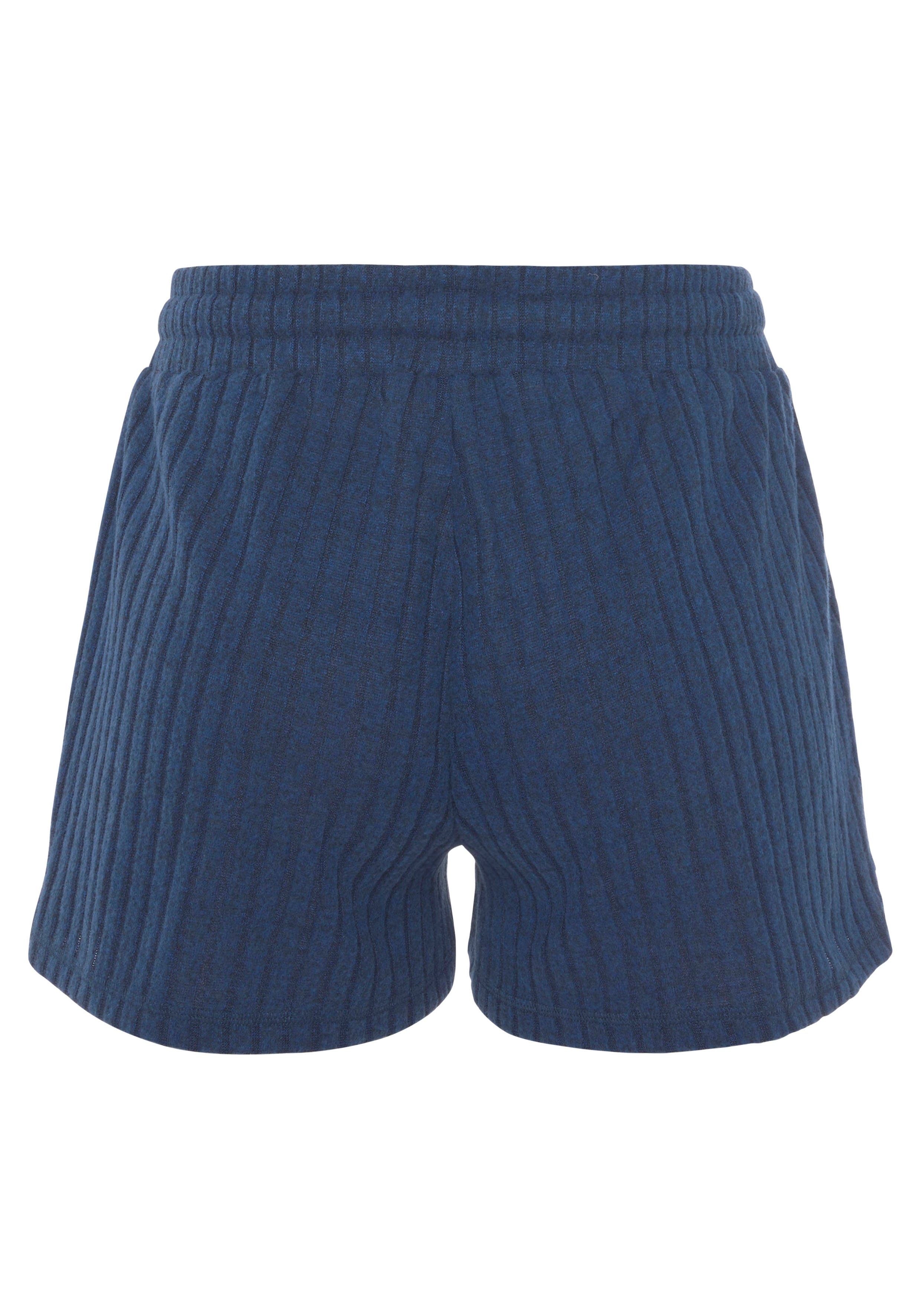 mit weicher blau-meliert -Loungeshorts Ripp-Qualität LASCANA Shorts meliert Bindeband in