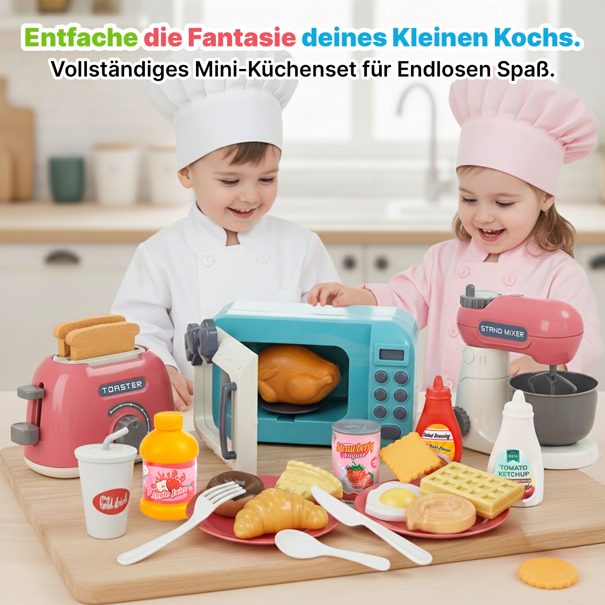 kinderplay Spielküche Kinder Küchen-Set – realistisches Spielzeug – Kochen lernen – Zubehör Kunststoff