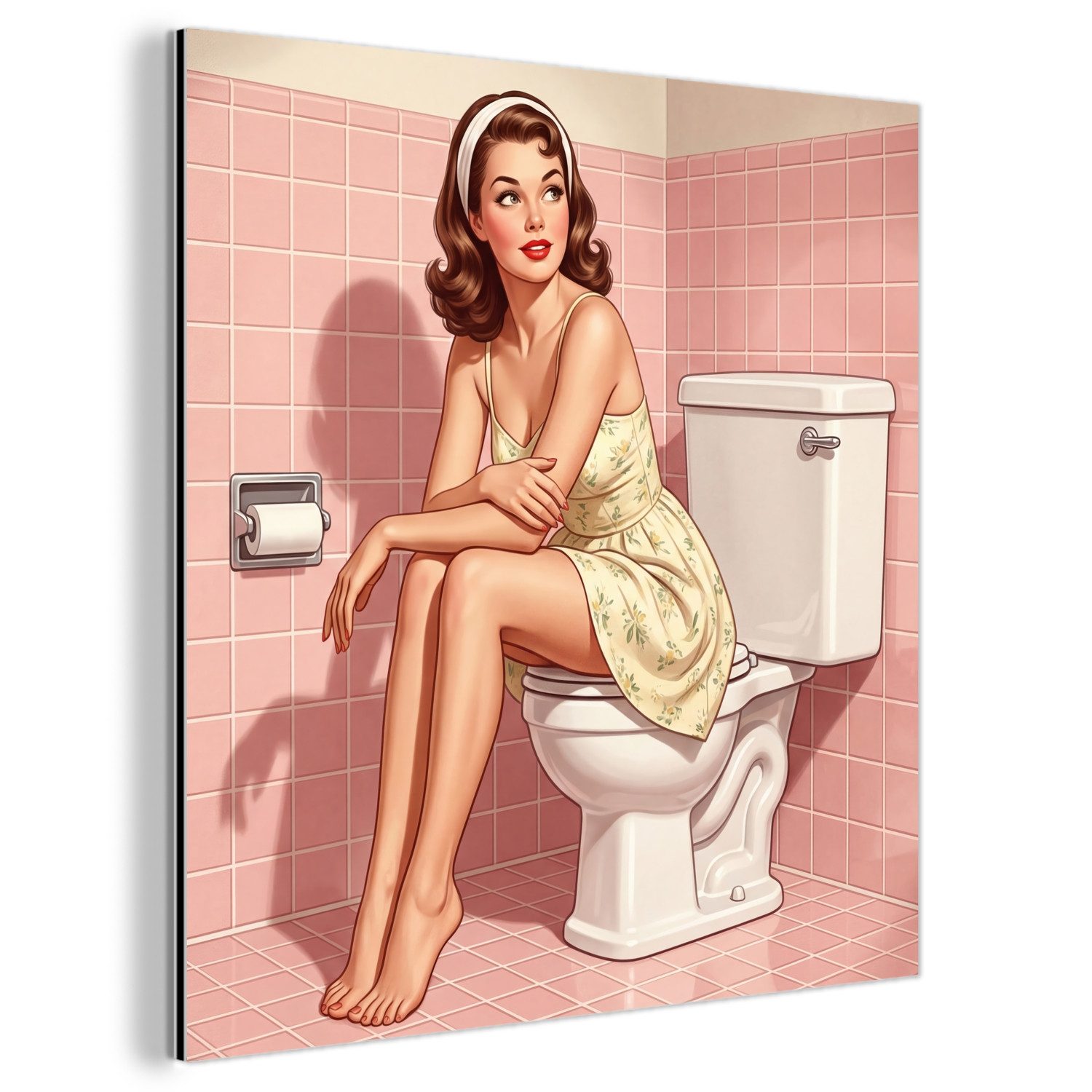 Metallbild Rosa - Retro - Frau
