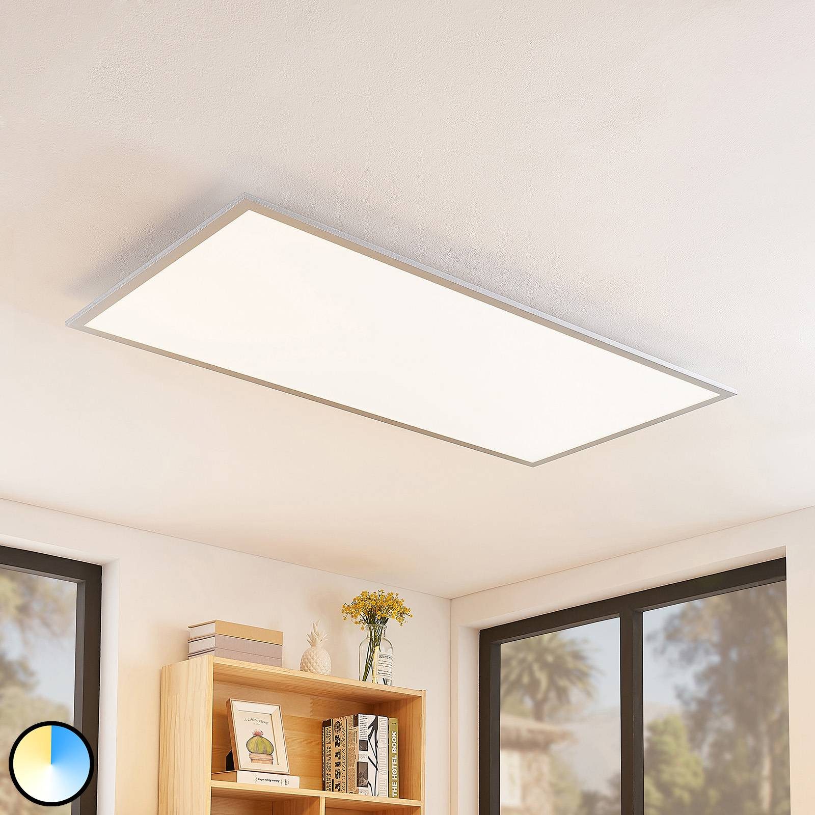 Lindby LED Panel Zento, LED, Kunststoff Alu Farbwechsel warmweiß / tageslicht IP20 mit Fernbedienung, LED 45 W gesamt, Farbwechsel warmweiß / tageslicht