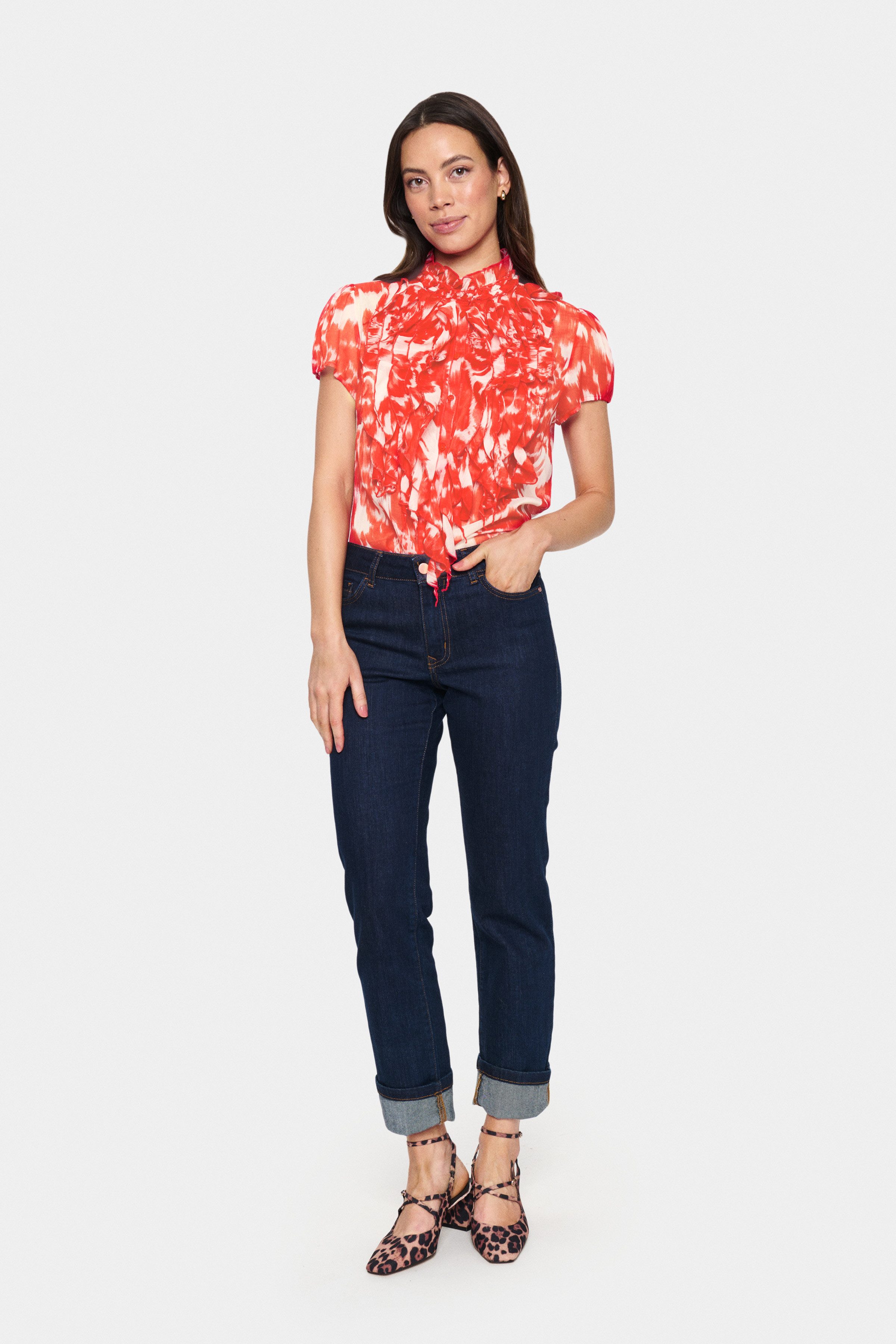Saint Tropez Rüschenbluse LiljaSZ Crinkle SS Shirt Kunstfaser, Regular fit – Bild 4 von 4
