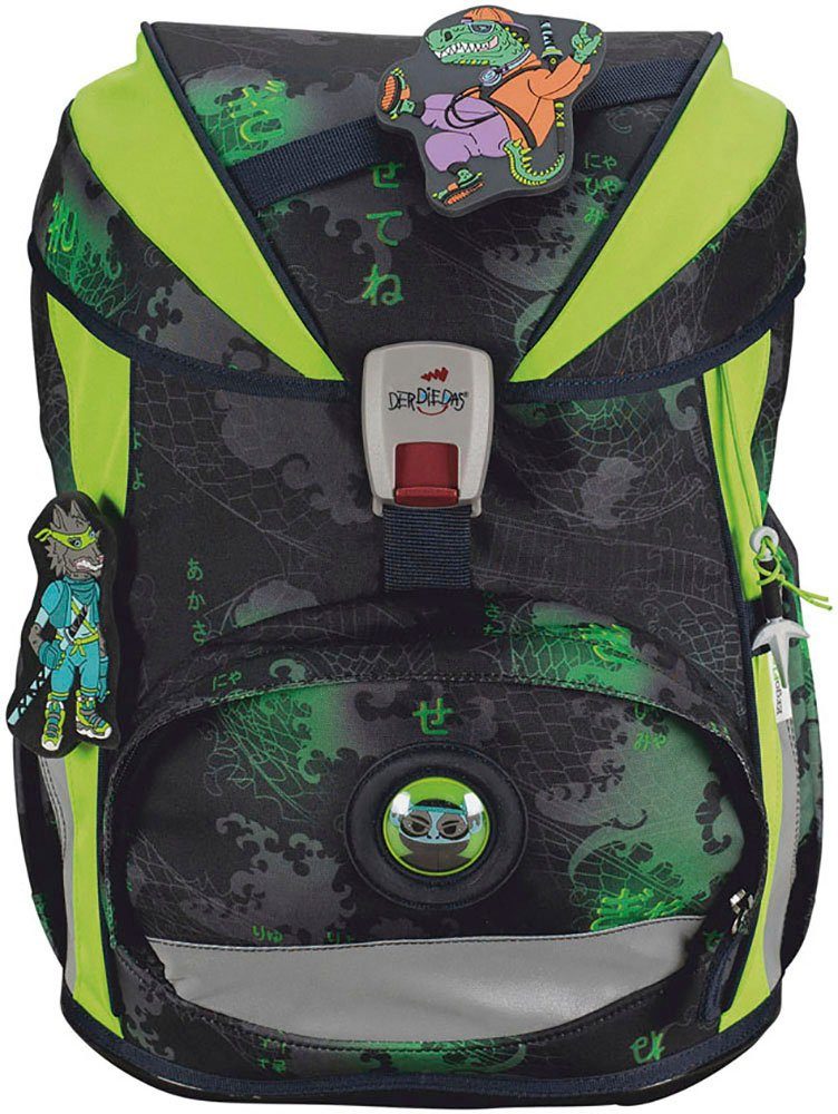 DerDieDas® Schulranzen ErgoFlex Superlight, Funny Fighter (Set, 5-tlg), enthält recyceltes Material