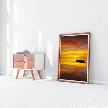 Sinus Art Poster Landschaftsfotografie 60x90cm Poster Einsames Boot beim goldenen Sonnenaufgang