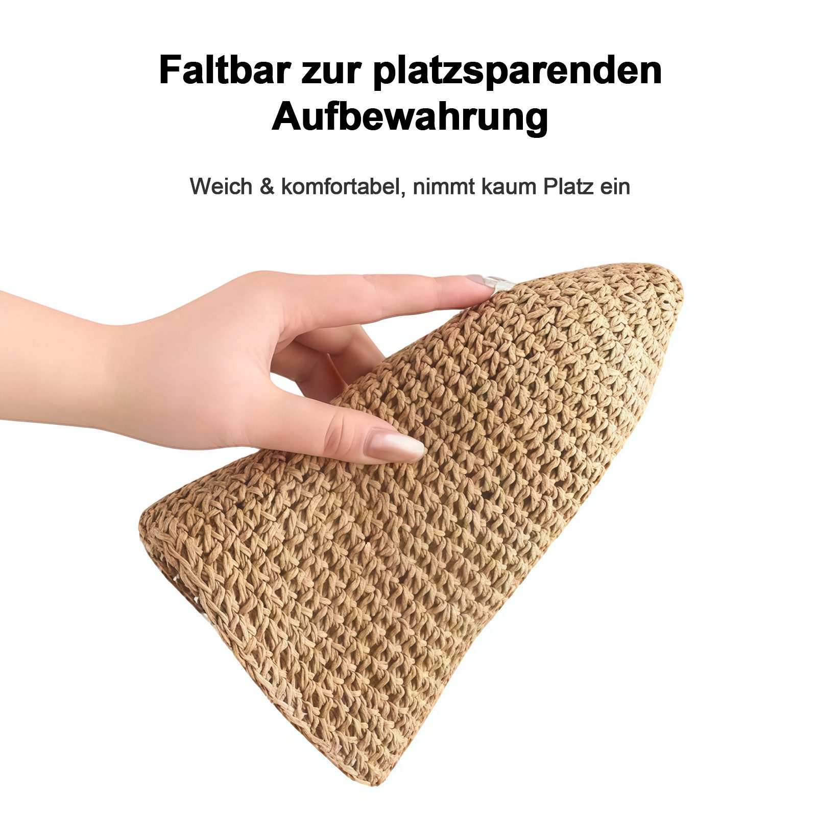 MOPUEA Strohhut Damen Strohhut Sonnenhut Faltbar Breite Krempe Sommer Verstellbarer (Damen Sonnenhut Aus Papierstroh Mit Breiter Krempe, Faltbarer Strohhut Mit Verstellbarer Passform) Atmungsaktiv Formbare Krempe Faltbar Und Leicht Tragbar