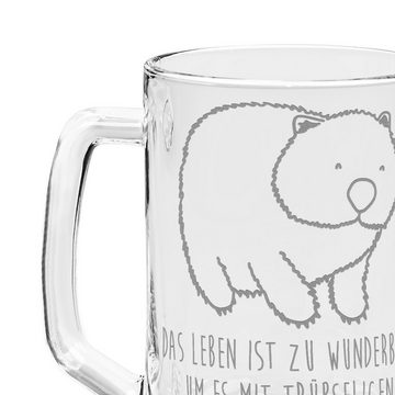 Mr. & Mrs. Panda Bierkrug Wombat - Transparent - Geschenk, Das Leben ist schön, Motivation, Bie, Premium Glas