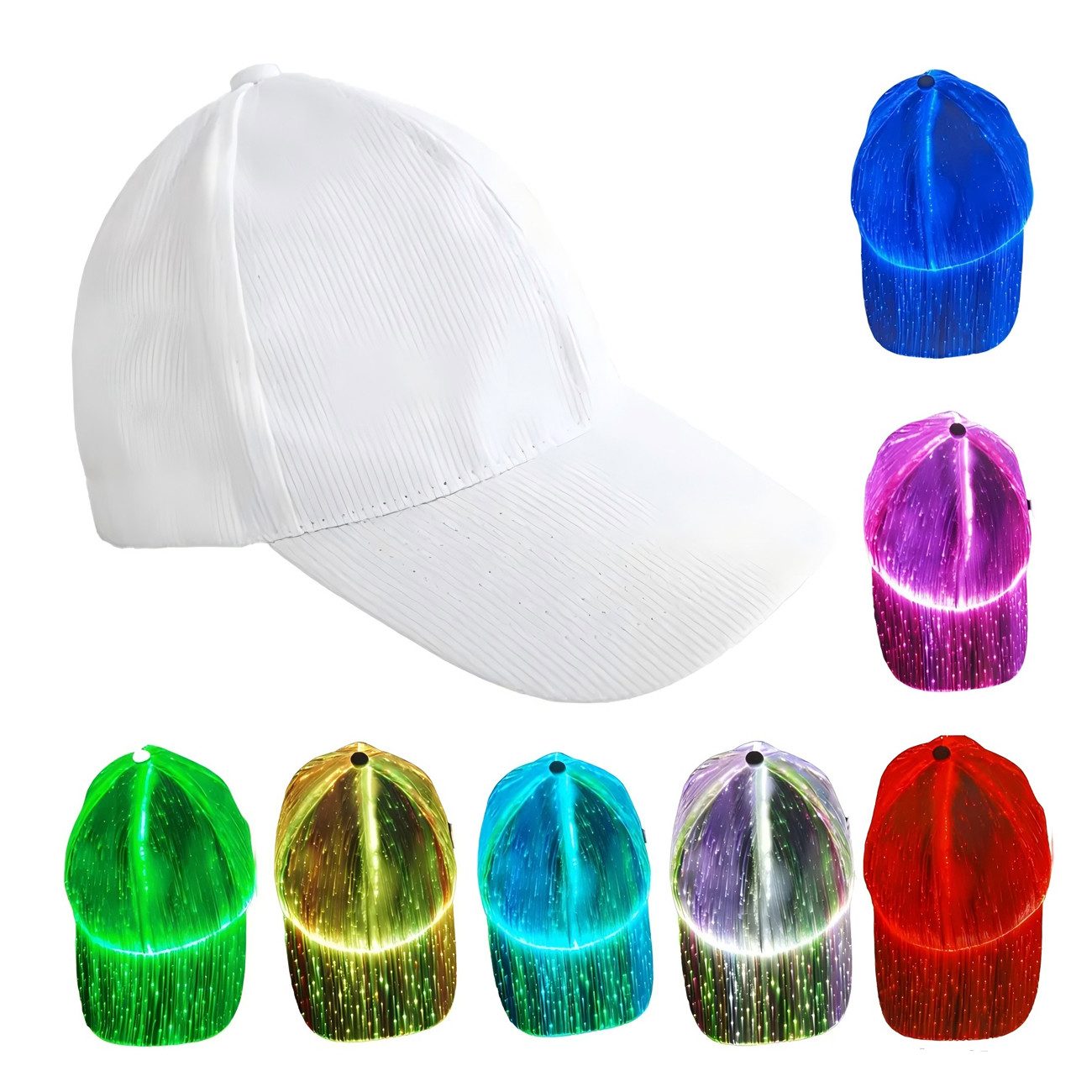 Partyanzug Baseballkappe, LED-Hut, verstellbar, beleuchtet, 7 Farben, Unisex