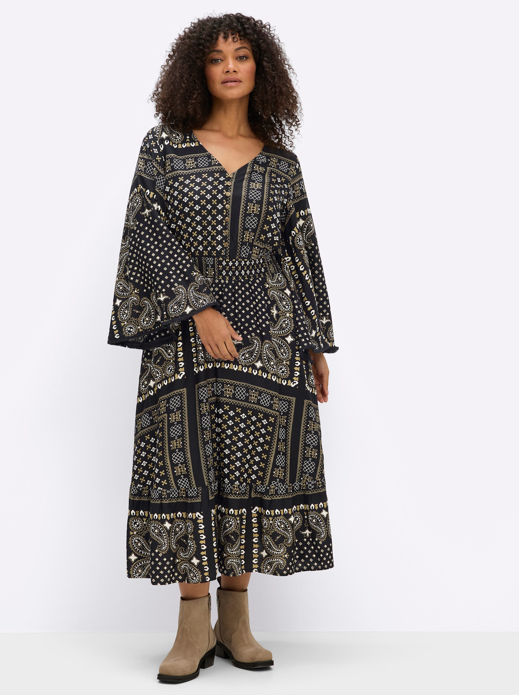 sheego by Joe Browns Etuikleid Maxikleid Langarm