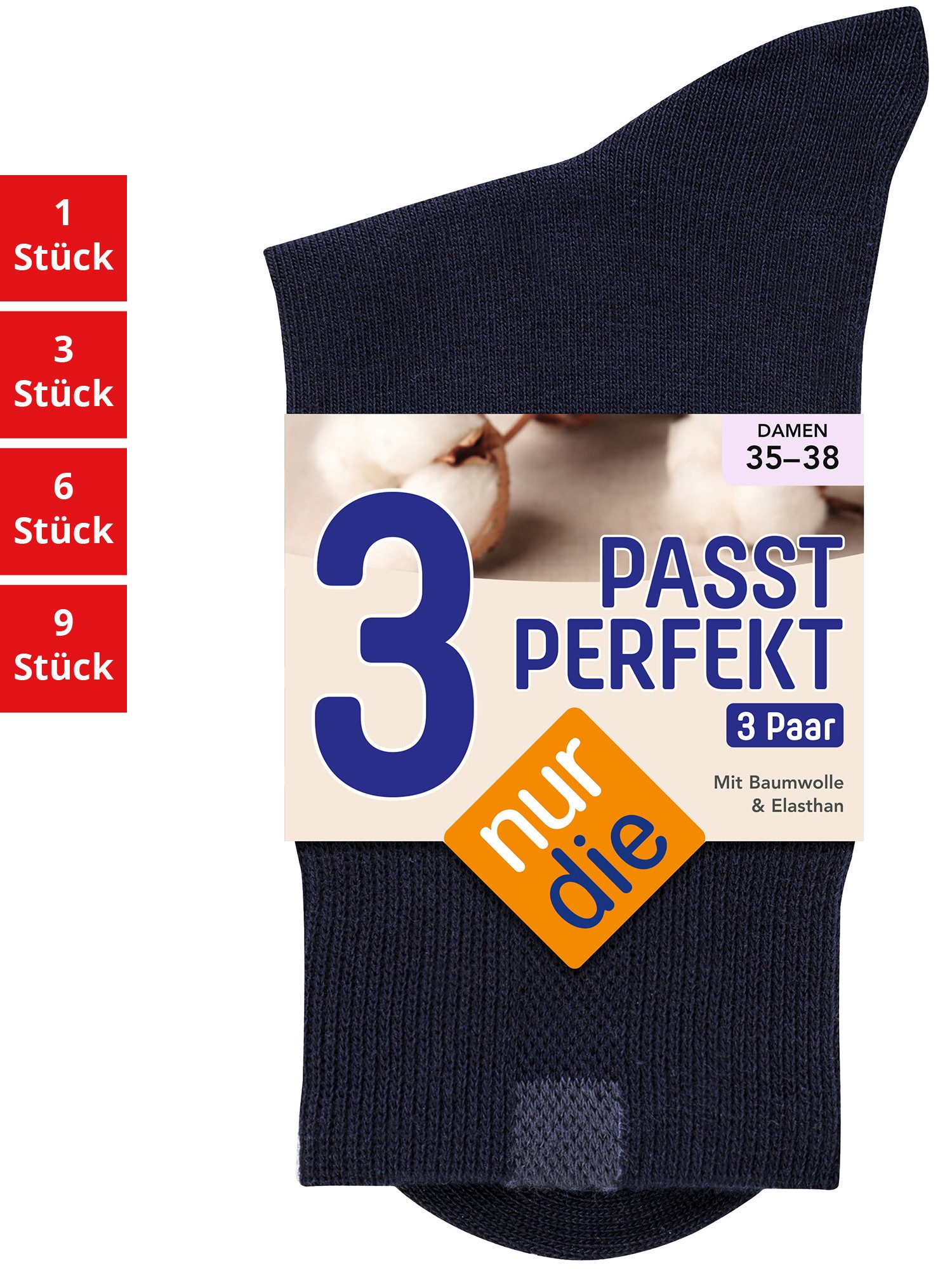 Nur Die Freizeitsocken Passt Perfekt Damen (1er/3er/6er/9er Pack, 3-Paar) socken strumpf strümpfe
